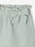 Frilly girls' shorts in cotton gauze pale pink+sage green 