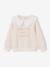 Girl's sweatshirt with English embroidery collar and flocked velvet message ecru+marl grey+mauve+pale pink+red 