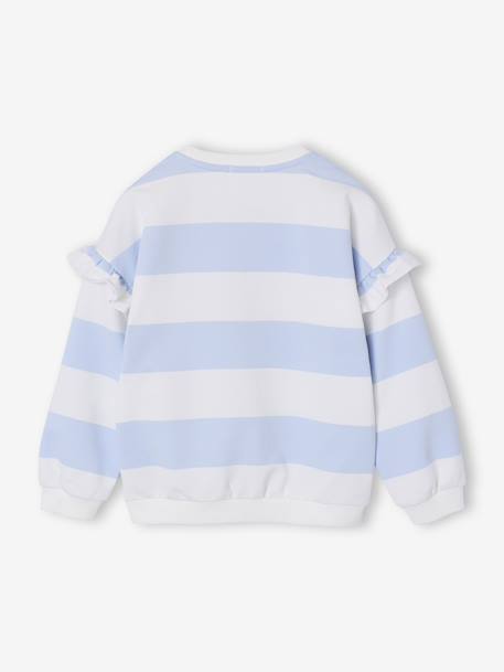Sailor-type Sweatshirt with Ruffles on the Sleeves, for Girls navy blue+old rose+pale blue+peony pink+red 
