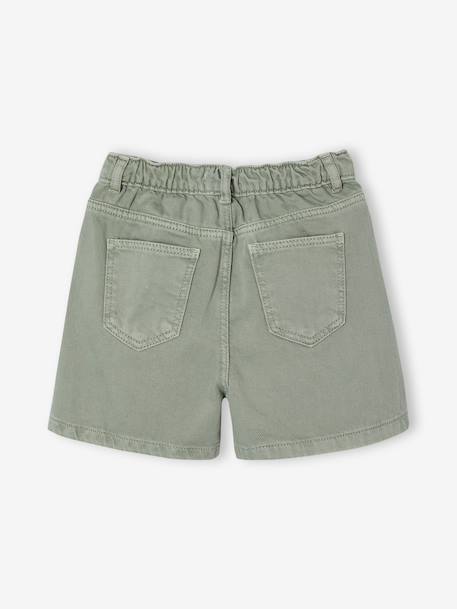 Embroidered girl's short medium blue+rose+sage green 