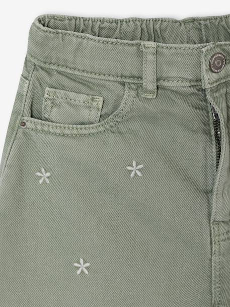 Embroidered girl's short medium blue+rose+sage green 