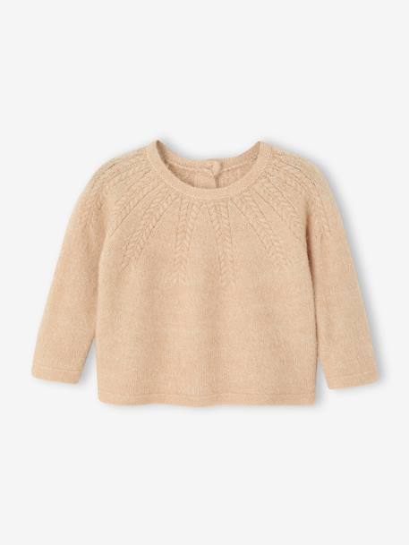 Openwork Knit Jumper for Girls marl beige 