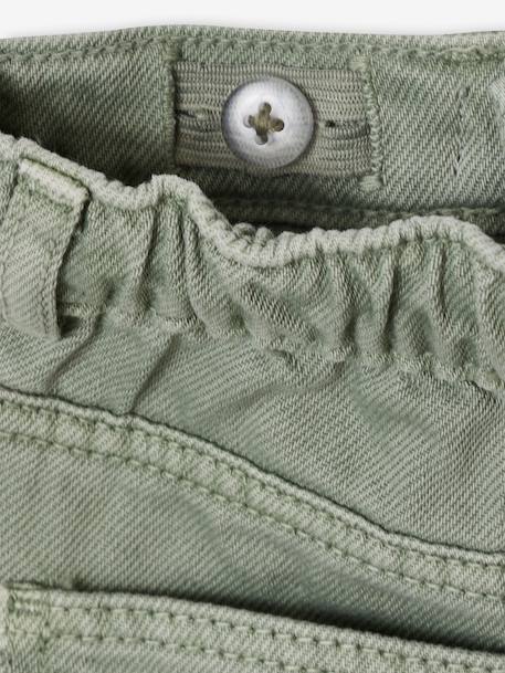 Embroidered girl's short medium blue+rose+sage green 