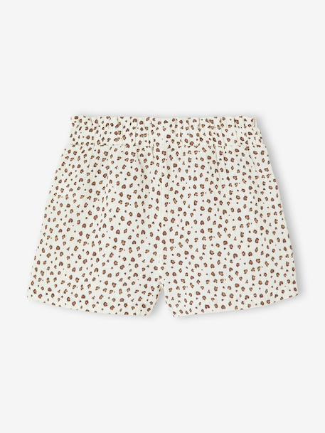 Girls' short with a cotton gauze waist beige+pale blue+rose+sage green 