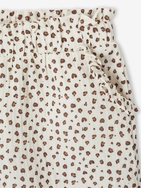 Girls' short with a cotton gauze waist beige+pale blue+rose+sage green 
