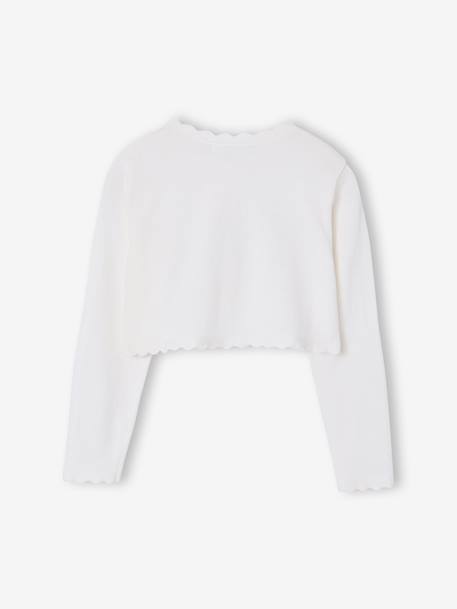 Bolero with Practical Opening for Girls sage green+white 