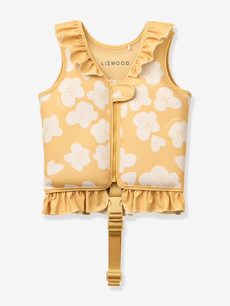 Flotation cardigan with frills rose+yellow 