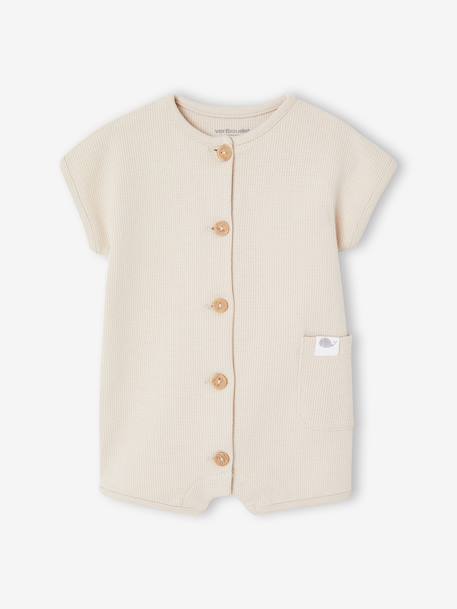 Customisable honeycomb knit sleepsuit clay beige 