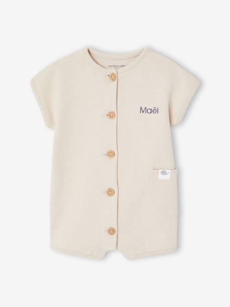 Customisable honeycomb knit sleepsuit clay beige 