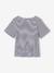 Girl's fancy bow t-shirt striped blue+yellow 