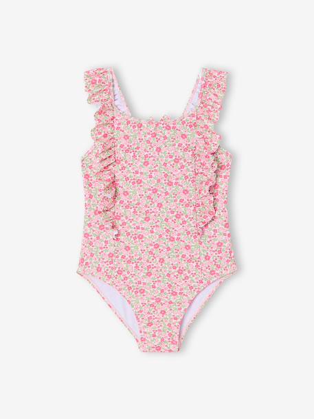 Girl's floral swimsuit pale pink 