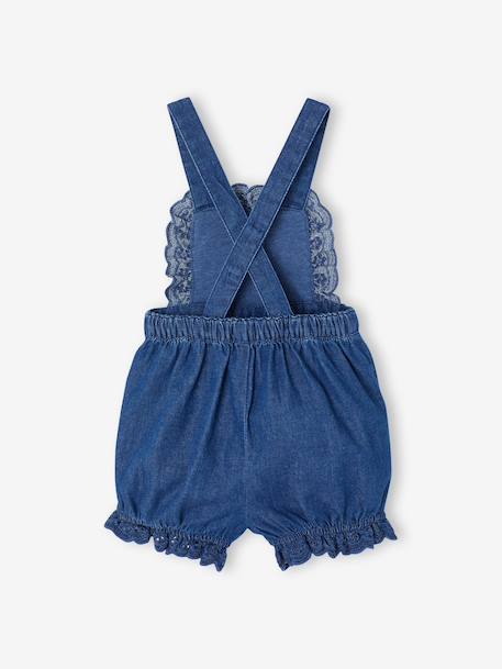 Girl's denim romper stone 