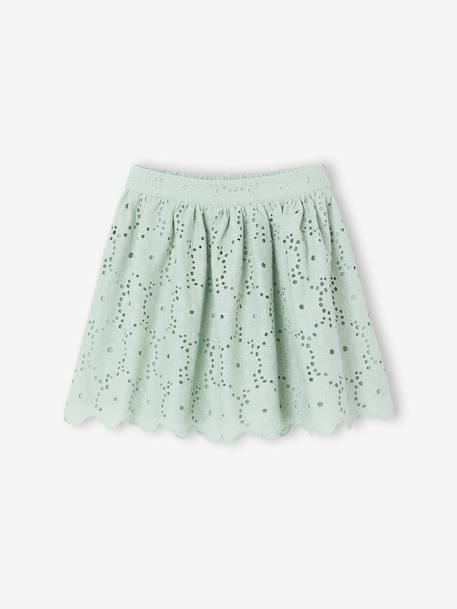 Girl's English embroidery skirt sage green 