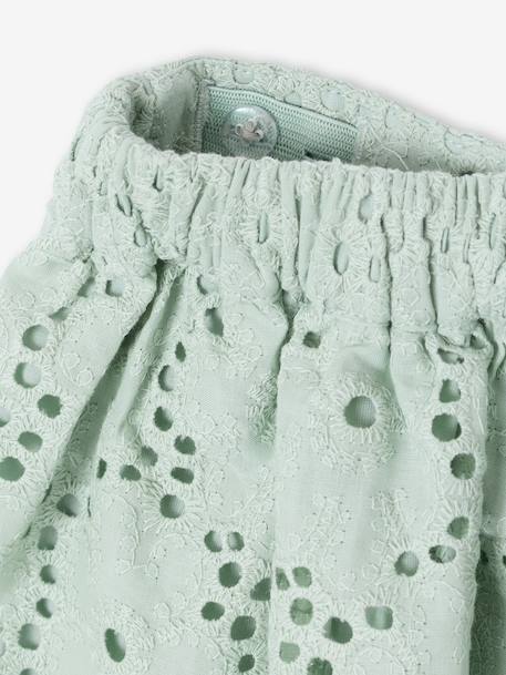 Girl's English embroidery skirt sage green 