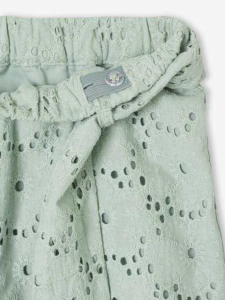 Wide-Leg Trousers in Broderie Anglaise for Girls sage green 