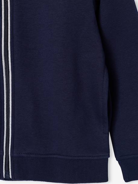 Girl's zipped hooded sweatshirt navy blue+old rose 