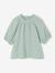 Girl's cotton gauze blouse ecru+sage green+vanilla 
