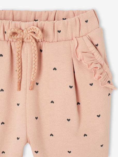 Fleece Trousers for Baby Girls beige+rose+rust+WHITE MEDIUM ALL OVER PRINTED 