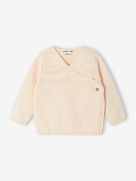 Knitted Cardigan in Organic Cotton for Newborn Babies beige+Beige+denim blue+pale pink 