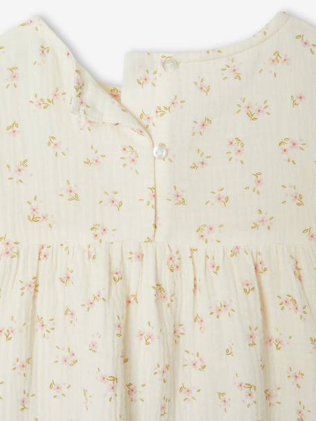 Printed Cotton Gauze T-Shirt for Girls ecru 