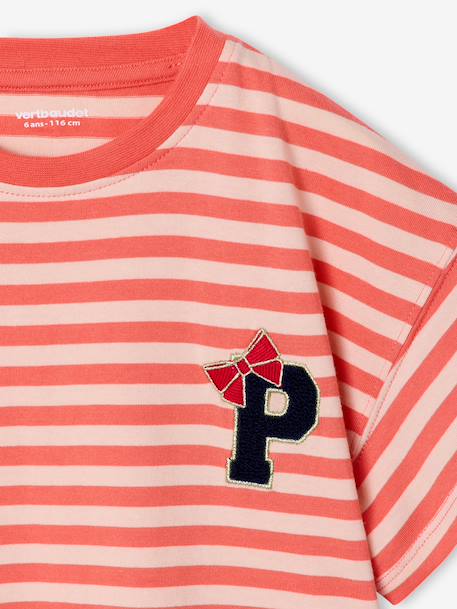 Fancy girl's t-shirt coral+navy blue 