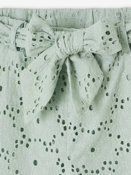 Wide-Leg Trousers in Broderie Anglaise for Girls sage green 