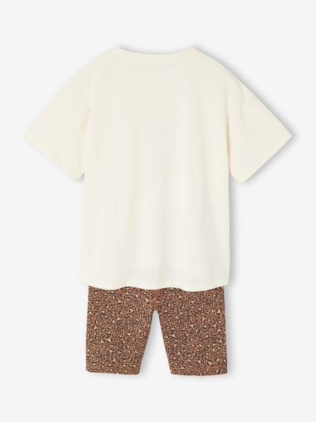Girl's T-shirt and cycling shorts set ecru 