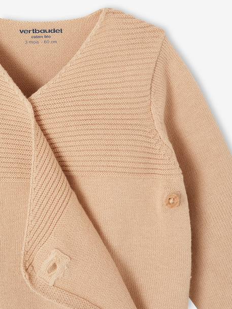 Knitted Cardigan in Organic Cotton for Newborn Babies beige+Beige+denim blue+pale pink 