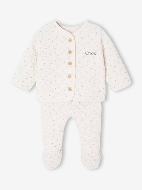 Quilted Set for Newborns aqua green+rose 