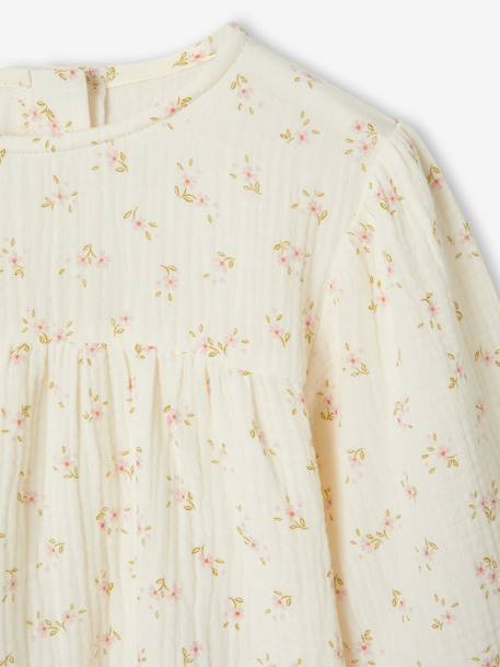 Printed Cotton Gauze T-Shirt for Girls ecru 