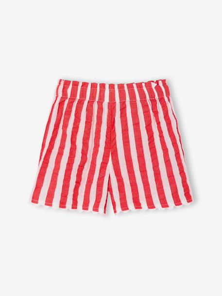 Girl's seersucker short striped red 
