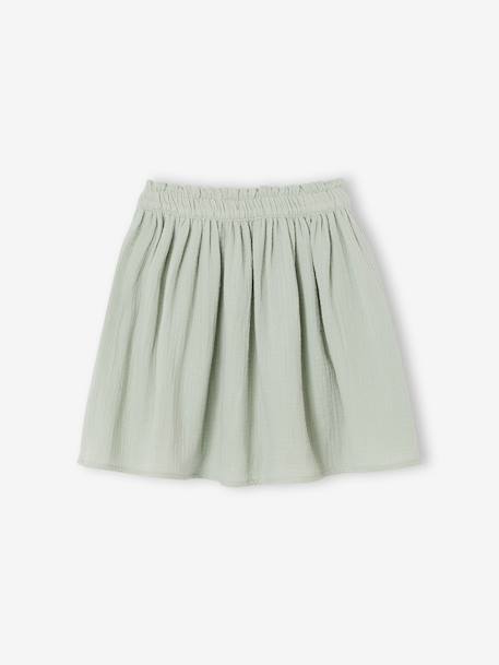 Coloured Skirt in Cotton Gauze, for Girls beige+grey blue+old rose+rose+sage green+violet 