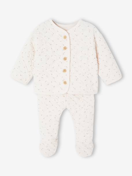 Quilted Set for Newborns aqua green+rose 