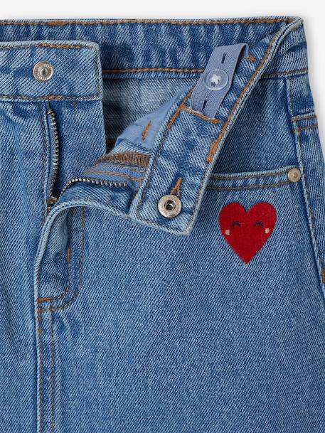 Denim Skirt with Broderie Anglaise for Girls medium blue 