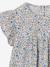 Blouse with Flower Motifs & Short Ruffled Sleeves for Girls chequered red+printed white 