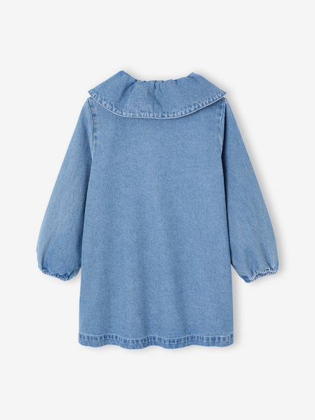 Girl's denim dress with frilled collar medium blue 
