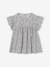 Blouse with Flower Motifs & Short Ruffled Sleeves for Girls chequered red+printed white 