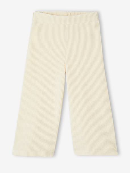 Wide Corduroy Trousers for Girls anthracite+BROWN MEDIUM SOLID+chocolate+ecru+grey blue+khaki+mauve+plum+rose 