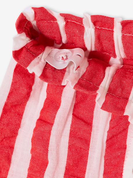 Girl's seersucker short striped red 