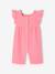 Baby girl's playsuit in cotton gauze rose 