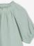 Girl's cotton gauze blouse ecru+sage green+vanilla 