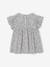 Blouse with Flower Motifs & Short Ruffled Sleeves for Girls chequered red+printed white 