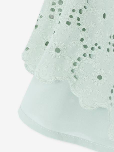 Girl's English embroidery skirt sage green 