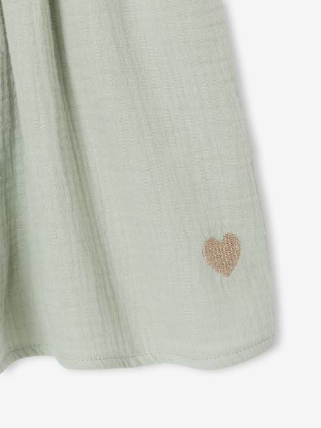 Coloured Skirt in Cotton Gauze, for Girls beige+grey blue+old rose+rose+sage green+violet 