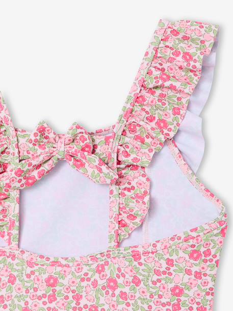 Girl's floral swimsuit pale pink 