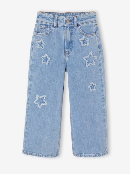 Girl's wide-leg star jeans denim grey+light blue 