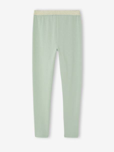 Leggings with Iridescent Waistband for Girls Black/Black+Dark Blue+marl grey+sage green 