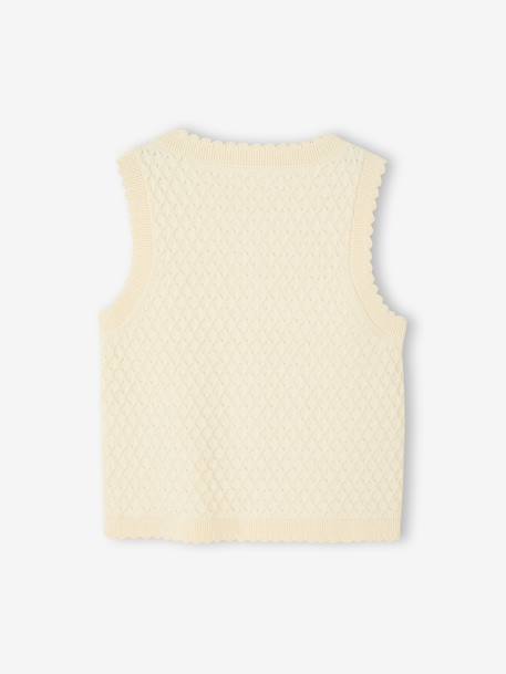 Girl's sleeveless knitted cardigan vanilla 