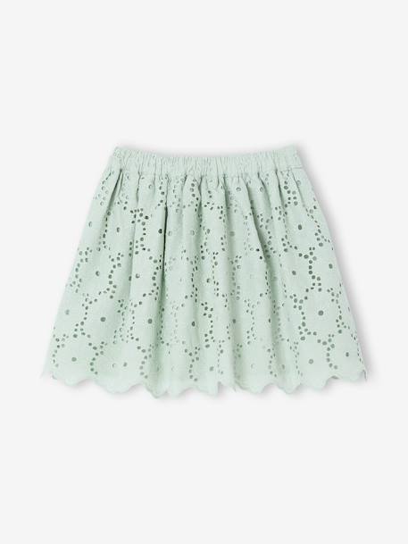 Girl's English embroidery skirt sage green 