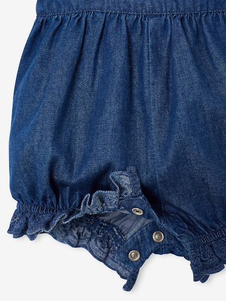 Girl's denim romper stone 